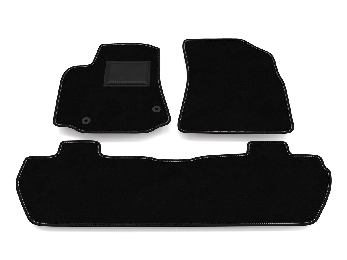 Tappetini Auto Su Misura Per Peugeot Expert 2016-2025 - Kit In Moquette Nera Con Bordo E Cucitura, Made In Italy